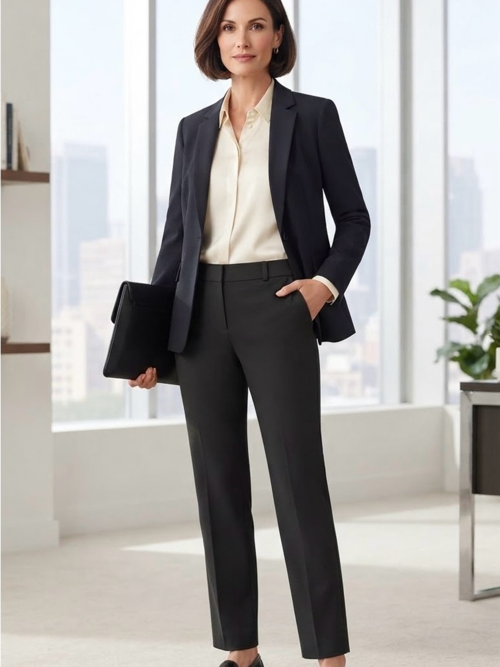 Worthington Black Straight-Leg Dress Pants